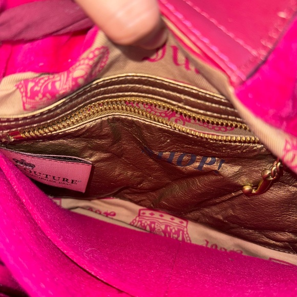 Vintage Juicy Couture Satchel Bag Hot pink Velour Embossed Y2K Hobo Shoulder bag - Picture 12 of 13